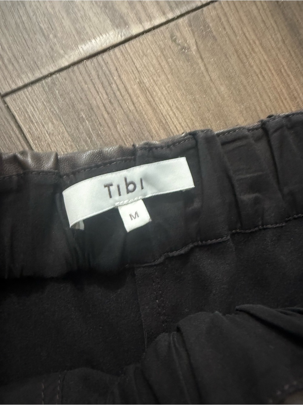 Tibi Faux Leather Pants Medium Brown High Rise Pull On Tapered Leg - Picture 2 of 4